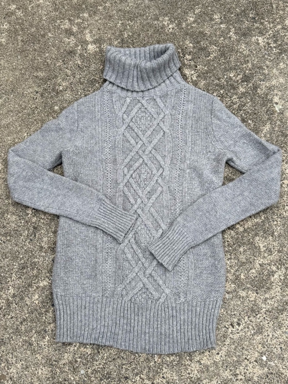 J.Crew Gray Cable-Knit Turtleneck Sweater Size XS Cozy Classic